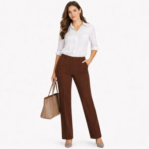 NWT Women's CHAPS Brown Slimming Fit Trousers Size 10